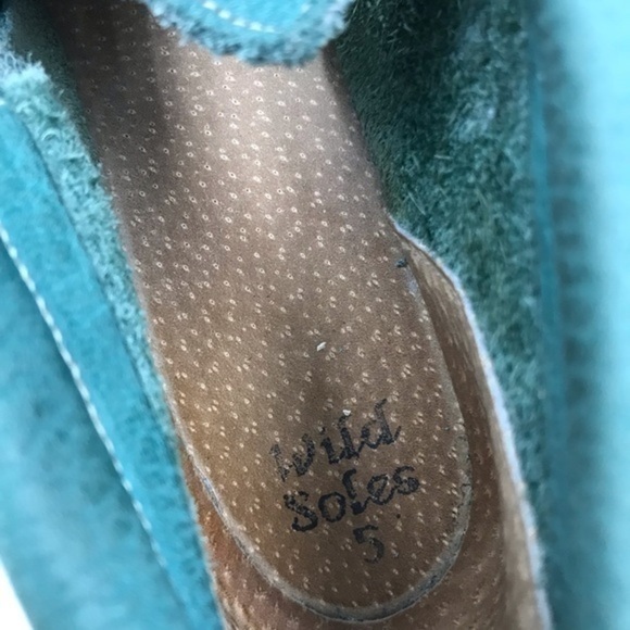 Wild Soles Green Leather Vintage Handmade Moccasins size 5 - Picture 7 of 10